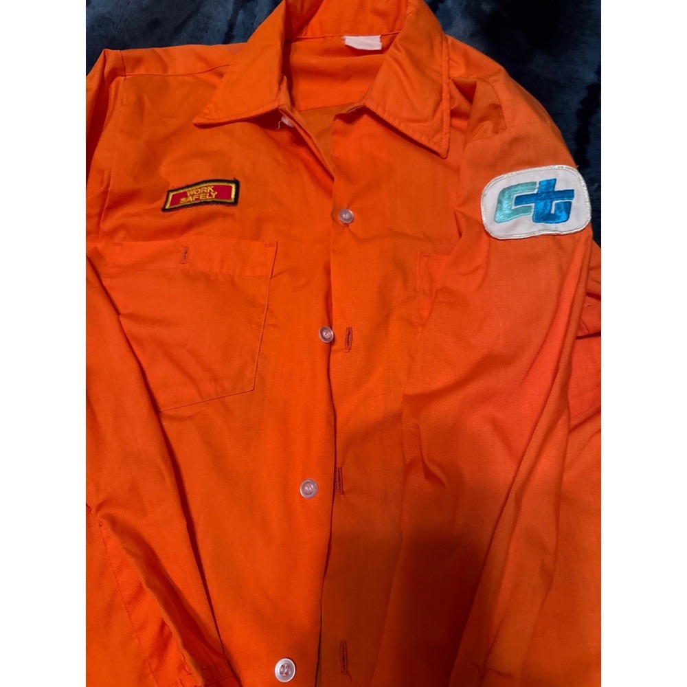 Vintage 80s Caltrans Safety Orange Work Shirt Utility Heritage Workwear USA - Picture 2 of 12